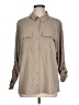 Express 100% Rayon Solid Tan 3/4 Sleeve Button-Down Shirt Size L - photo 1