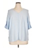 ELOQUII 100% Polyester Blue Short Sleeve Blouse Size 16 Plus - photo 1