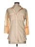 Max Studio 100% Cotton Color Block Tan 3/4 Sleeve Button-Down Shirt Size L - photo 1