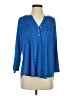 NY Collection Blue Long Sleeve Henley Size P (petite) - photo 1