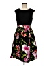 Sangria 100% Polyester Tropical Black Cocktail Dress Size 8 Petite - photo 1