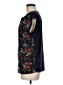 Papermoon 100% Polyester Floral Blue Black Short Sleeve Blouse Size M - photo 5