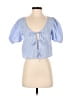 ABound 100% Cotton Blue Short Sleeve Blouse Size XS - photo 1
