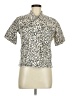 The ZigZag Stripe Animal Print Ivory Short Sleeve Blouse Size M - photo 1