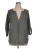 Joe Fresh 100% Polyester Houndstooth Gray 3/4 Sleeve Blouse Size XL - photo 1