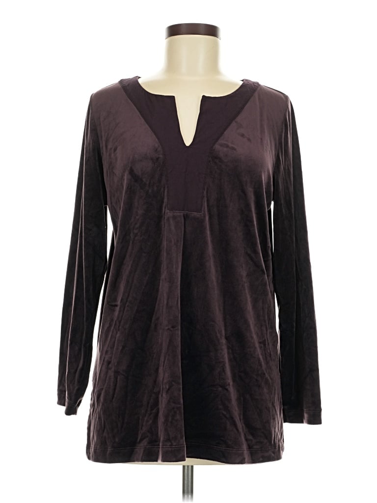 Pre-owned Purejill Long Sleeve Blouse In Burgundy