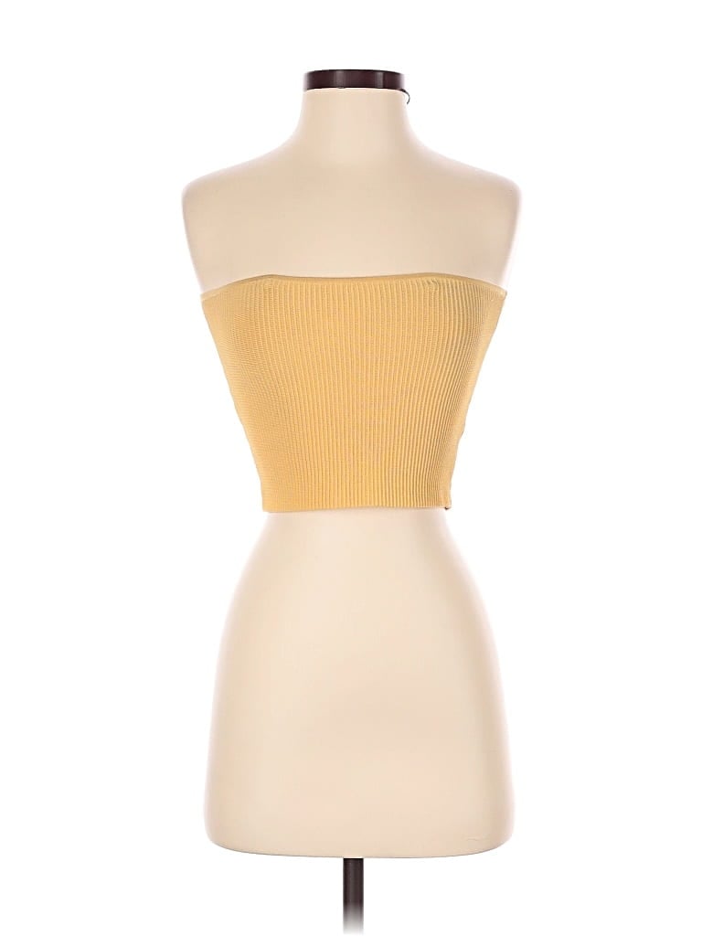 Pre-owned La Hearts Tube Top Yellow Strapless Neckline Tops