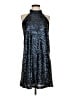 Alya 100% Polyester Metallic Blue Cocktail Dress Size S - photo 1