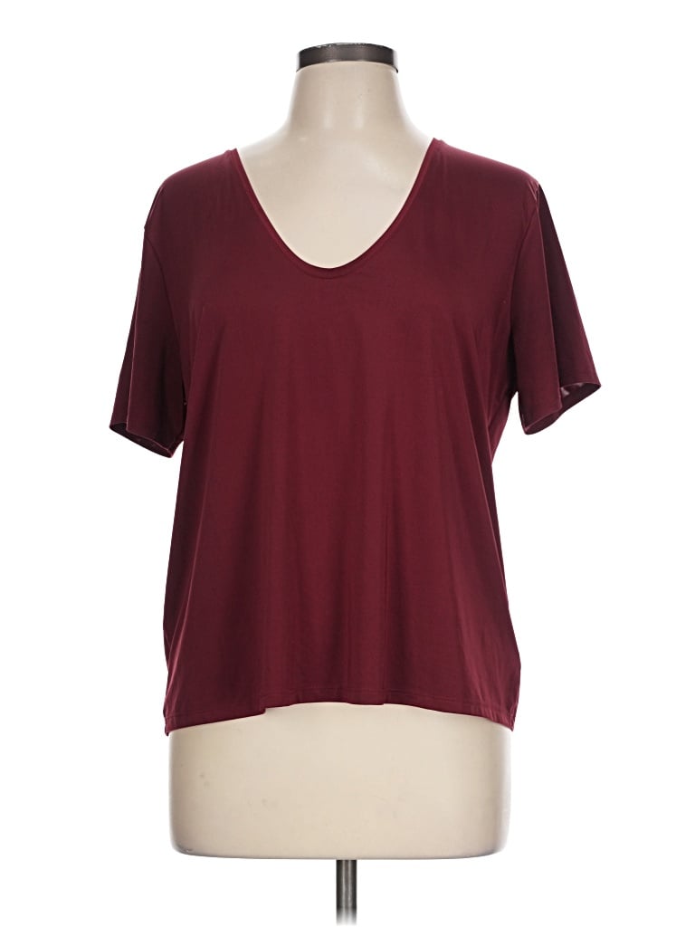 Pre-owned Express Short Sleeve T-shirt In Burgundy