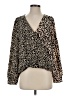 Honey Punch 100% Polyester Animal Print Black Long Sleeve Blouse Size S - photo 1
