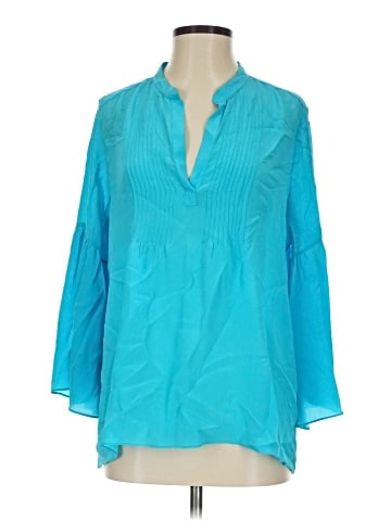 Tangerine Long Sleeve Silk Top (view 1)