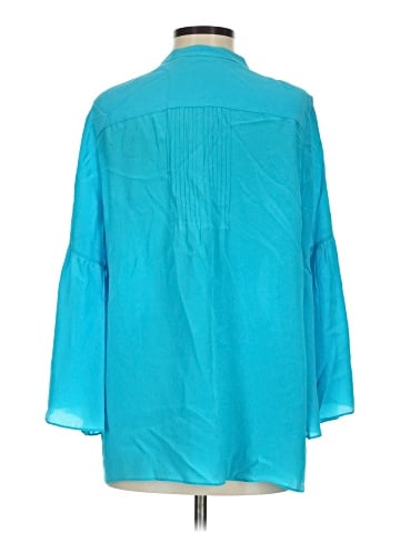 Tangerine Long Sleeve Silk Top (view 2)