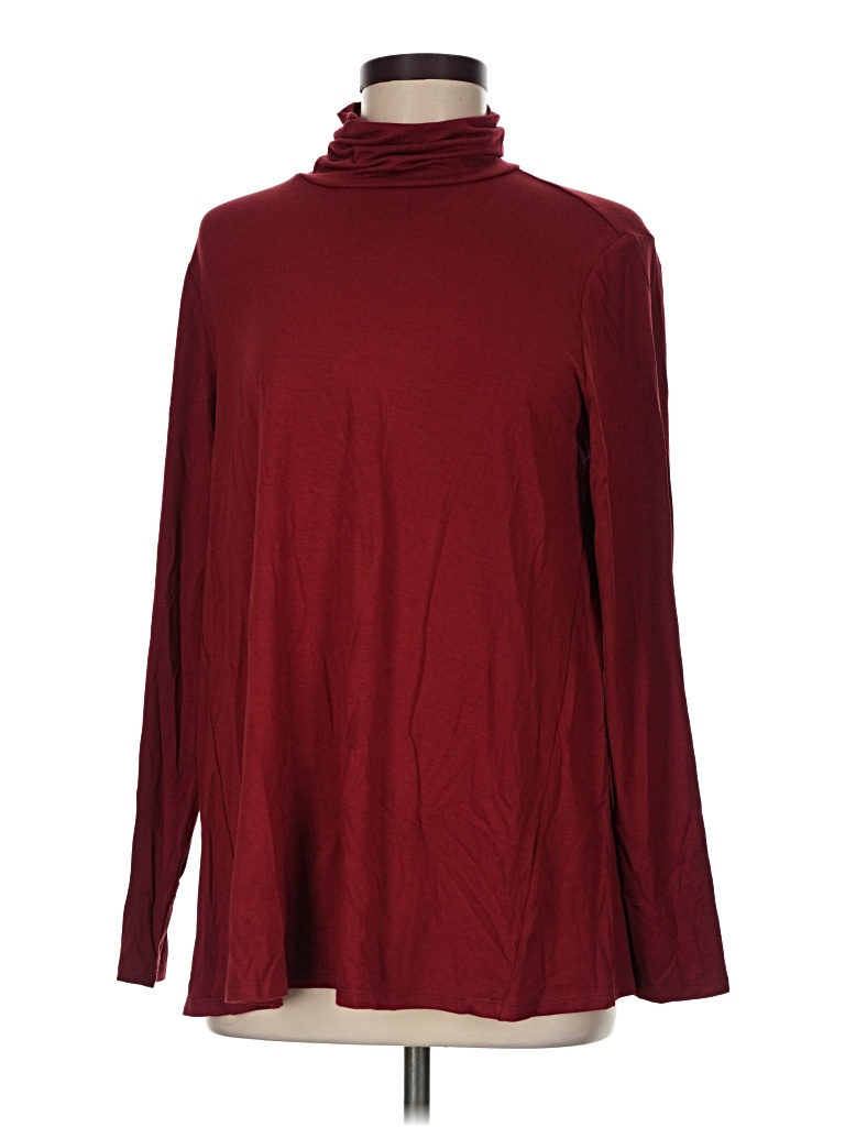 Pre-owned Wynne Layers Long Sleeve Turtleneck In Burgundy
