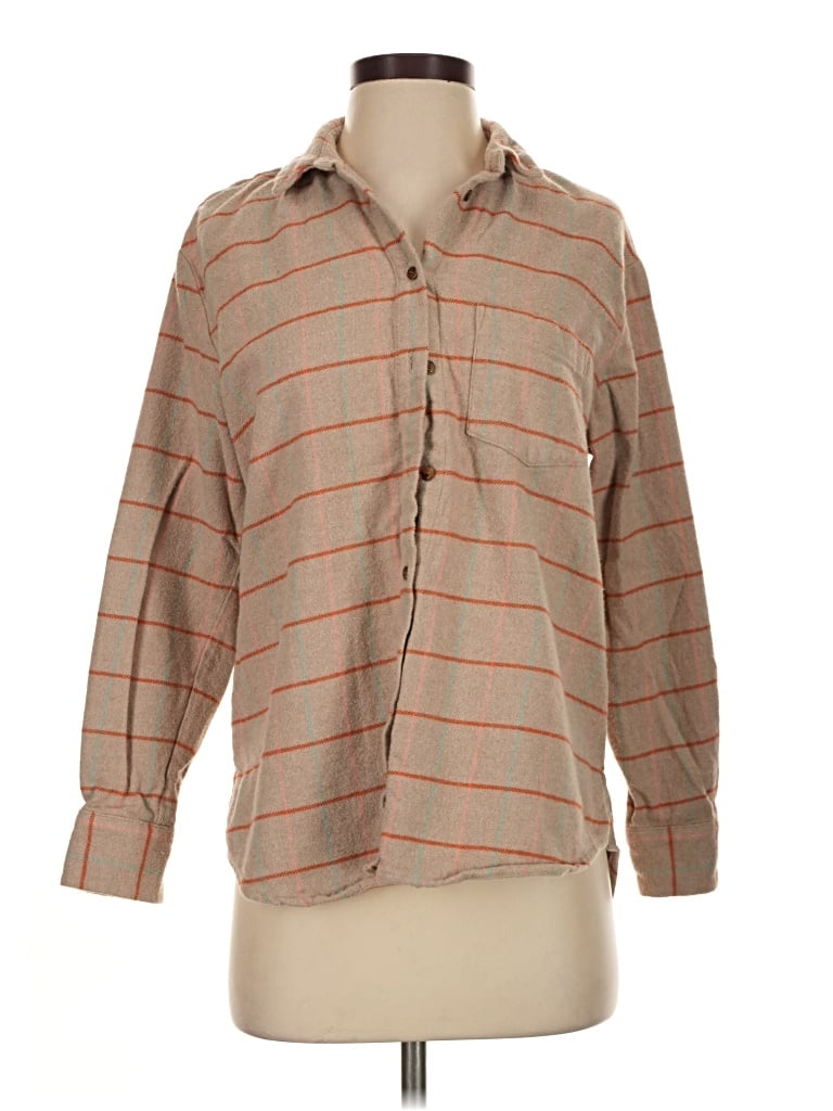 Pre-owned Madewell Long Sleeve Button Down Shirt In Tan