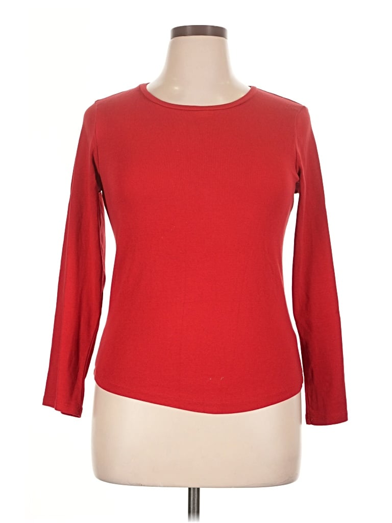 Pre-owned Crown & Ivy Long Sleeve Top Red Boatneck Tops