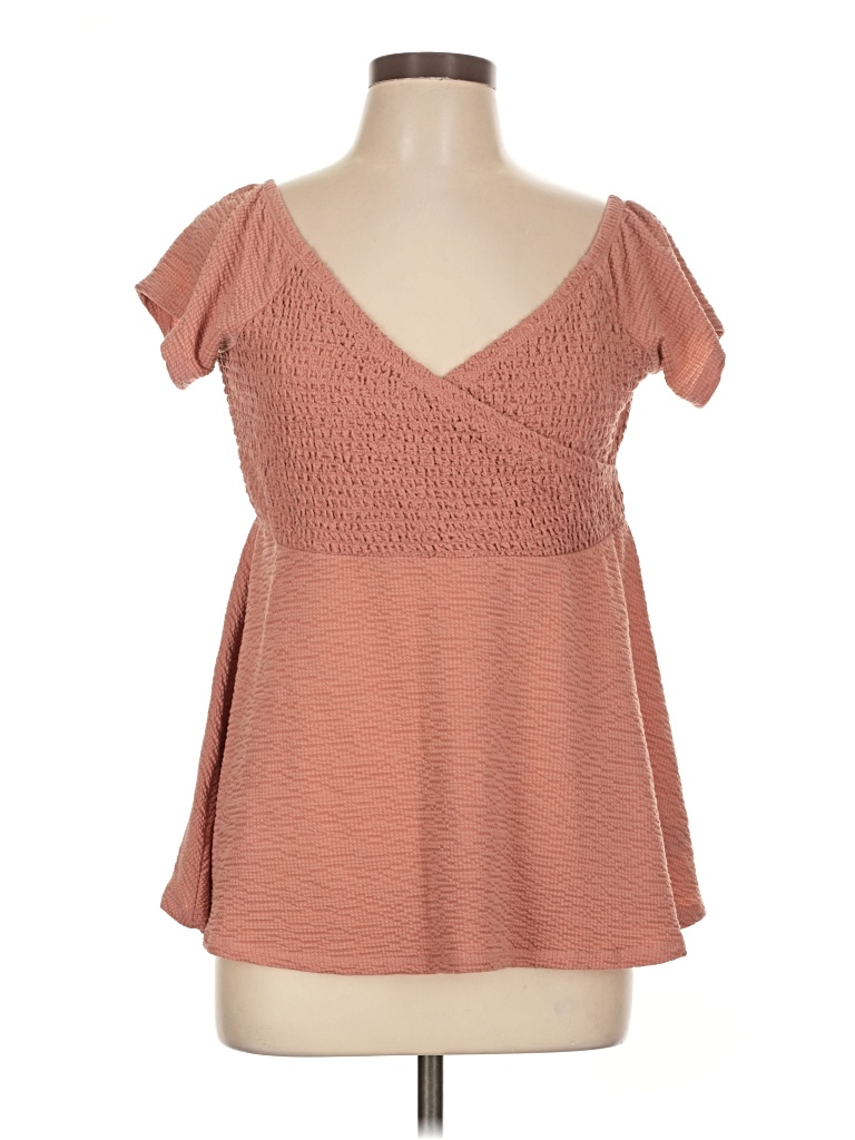 Pre-owned Torrid Short Sleeve Top Pink Sweetheart Neckline Tops