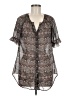 Pretty Rebellious Gray Short Sleeve Blouse Size M - photo 1