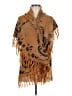 Coco + Carmen Aztec Or Tribal Print Floral Graphic Brown Poncho One size - photo 1
