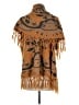 Coco + Carmen Aztec Or Tribal Print Floral Graphic Brown Poncho One size - photo 2