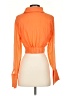 Storets 100% Polyester Orange Ivory Long Sleeve Blouse Size S - photo 2