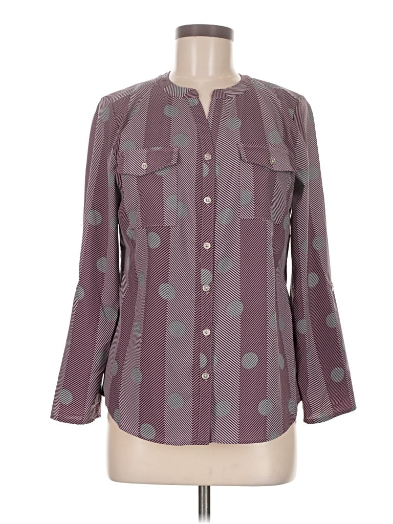 Pre-owned Ny Collection Long Sleeve Blouse In Gray