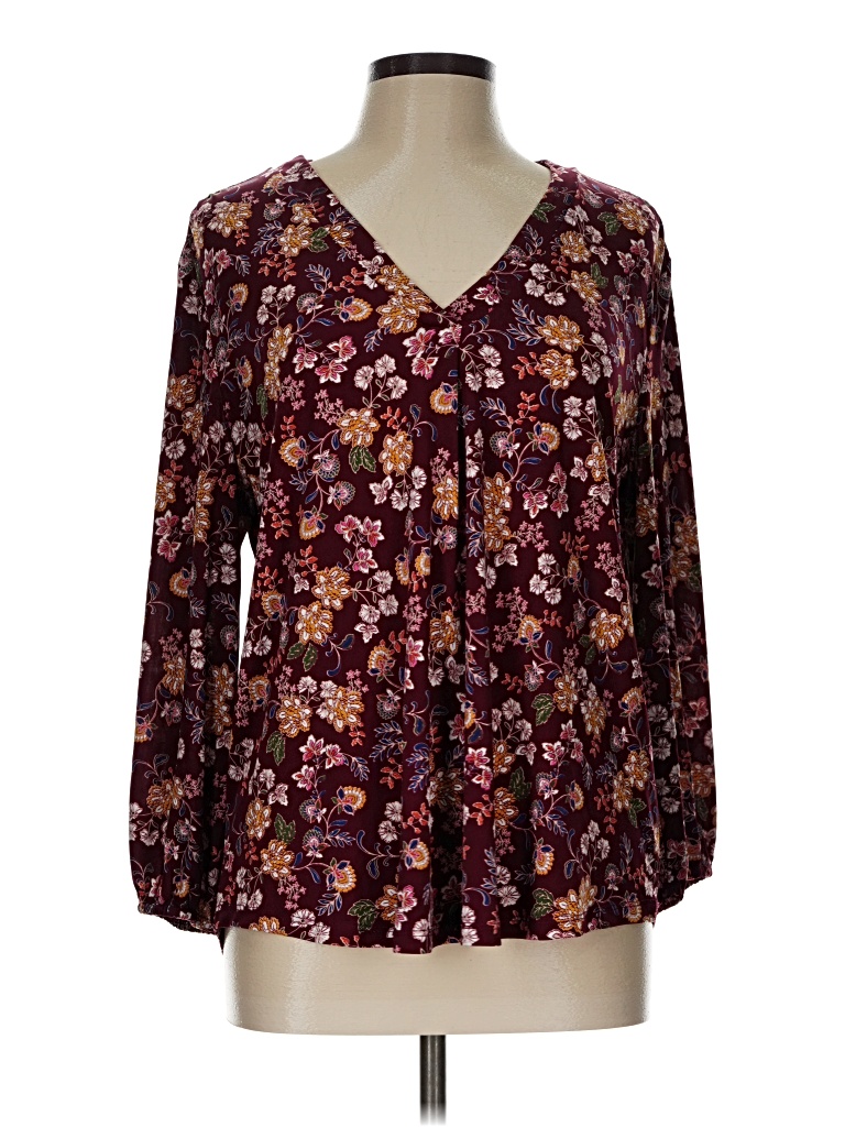 Pre-owned Vince Camuto 3/4 Sleeve Blouse In Burgundy
