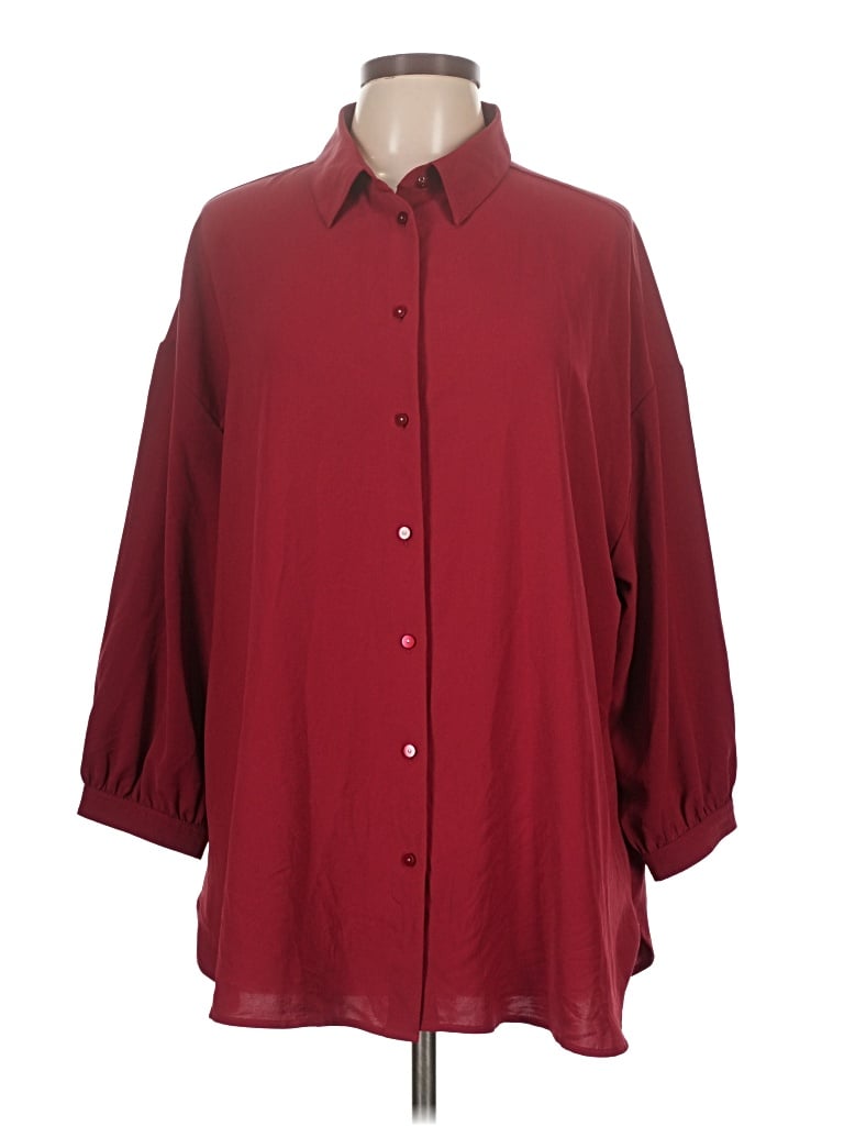 Pre-owned Express 3/4 Sleeve Blouse In Burgundy