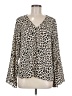 Krazy Kat Animal Print Ivory Long Sleeve Blouse Size M - photo 1