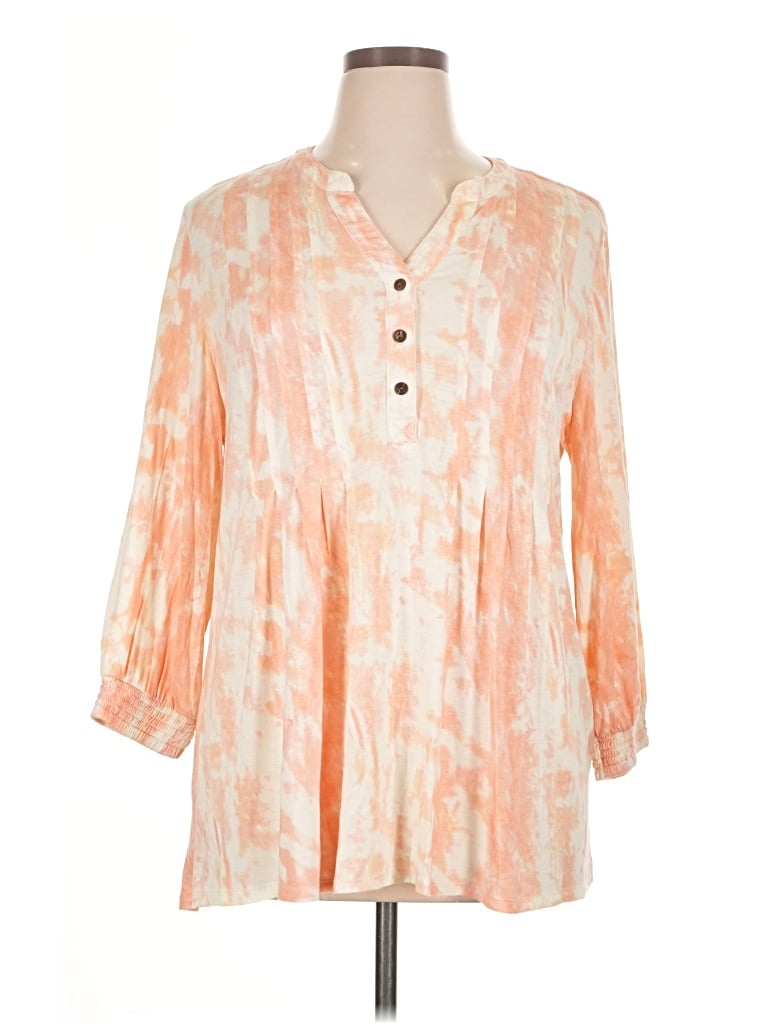 Pre-owned Wonderly 3/4 Sleeve Henley Shirt In Orange