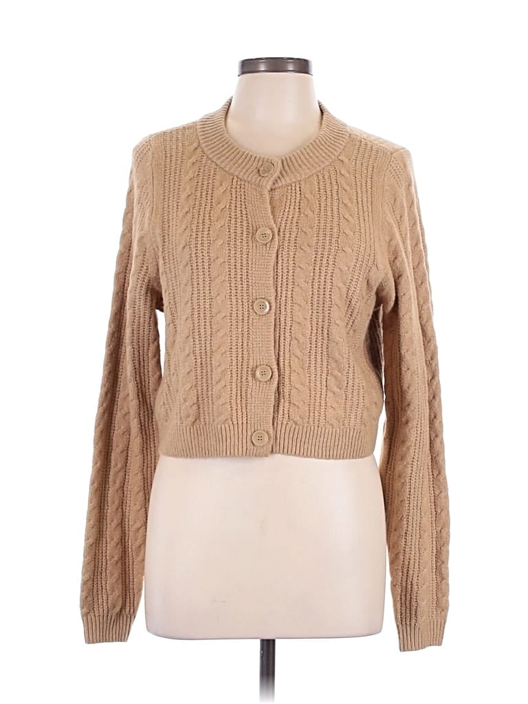 Pre-owned Open Edit Cardigan Sweater In Tan