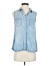 Harper 100% Tencel Blue Sleeveless Button-Down Shirt Size S - photo 1