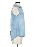 Harper 100% Tencel Blue Sleeveless Button-Down Shirt Size S - photo 4