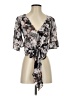 Intermix 100% Silk Gray 3/4 Sleeve Silk Top Size S - photo 1