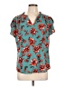 41Hawthorn 100% Polyester Floral Teal Short Sleeve Blouse Size L - photo 1