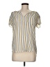 Dna Couture 100% Polyester Stripes Yellow Short Sleeve Blouse Size M - photo 1