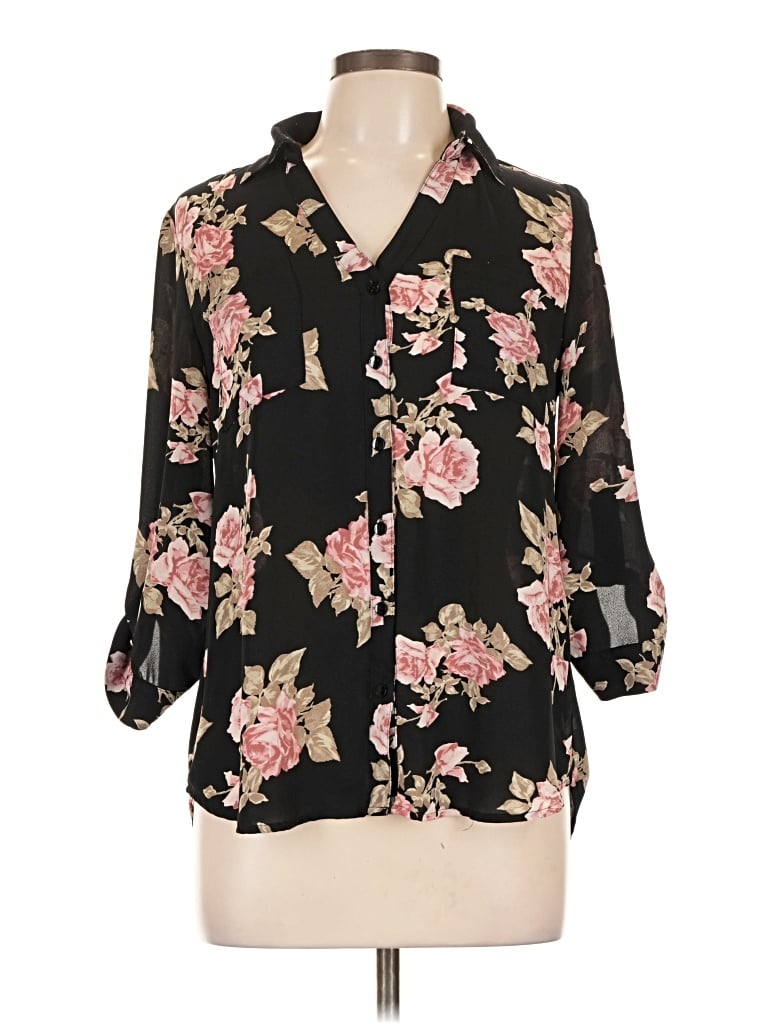 Pre-owned Iz Byer 3/4 Sleeve Blouse In Black