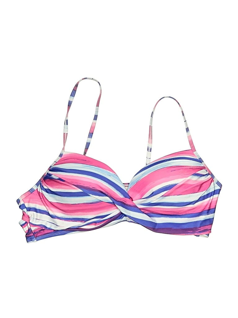 Pre-owned Catherine Malandrino Swimsuit Top Pink Stripes Pattern Swimwear