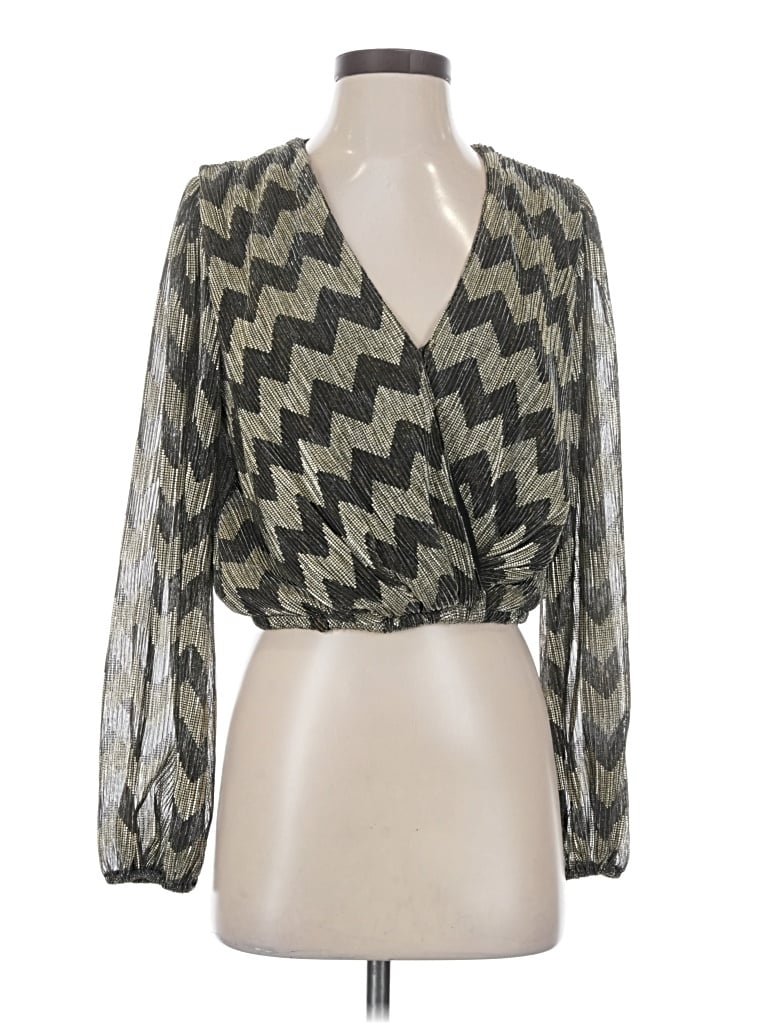 Pre-owned Astr Long Sleeve Blouse In Green