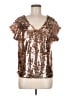 Lavish 100% Polyester Metallic Gold Short Sleeve Top Size M - photo 1