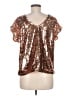 Lavish 100% Polyester Metallic Gold Short Sleeve Top Size M - photo 2
