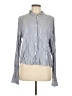 Atmosphere 100% Viscose Stripes Blue Long Sleeve Button-Down Shirt Size 10 - photo 1