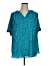Worthington 100% Polyester Teal Short Sleeve Blouse Size XL - photo 1
