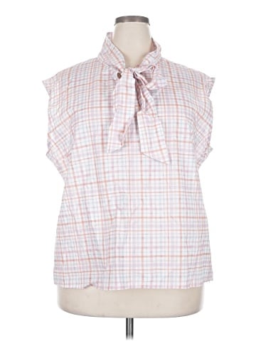 Wrapper Sleeveless Button-Down Shirt (view 1)
