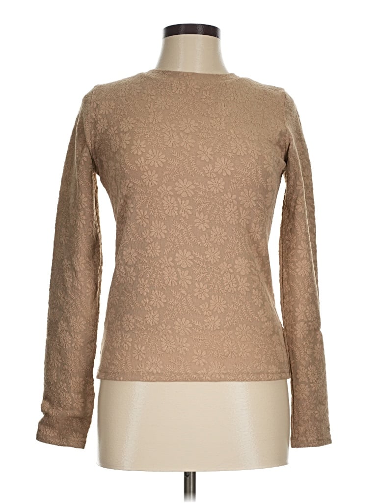 Pre-owned Pink Lily Long Sleeve Top Tan Turtleneck Tops