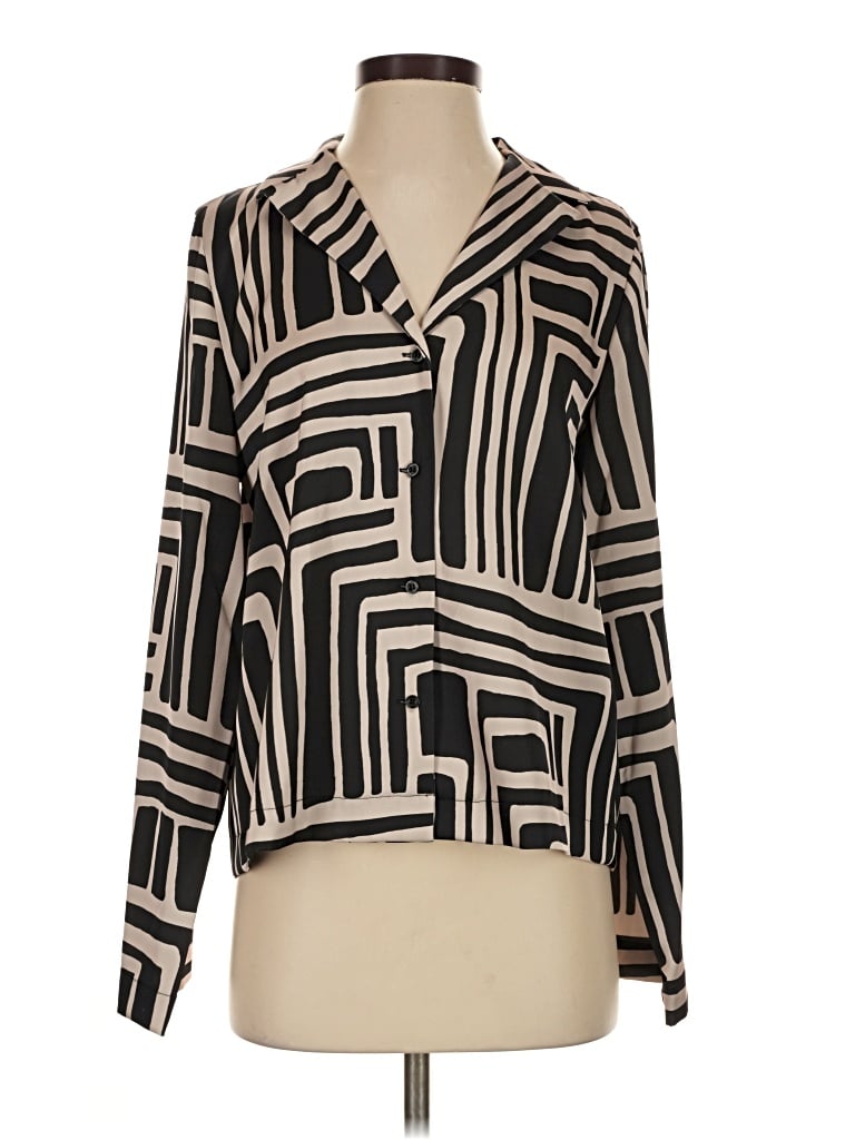 Pre-owned Donna Karan Long Sleeve Blouse In Black