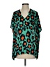 CAbi 100% Polyester Floral Teal Short Sleeve Blouse Size S - photo 1