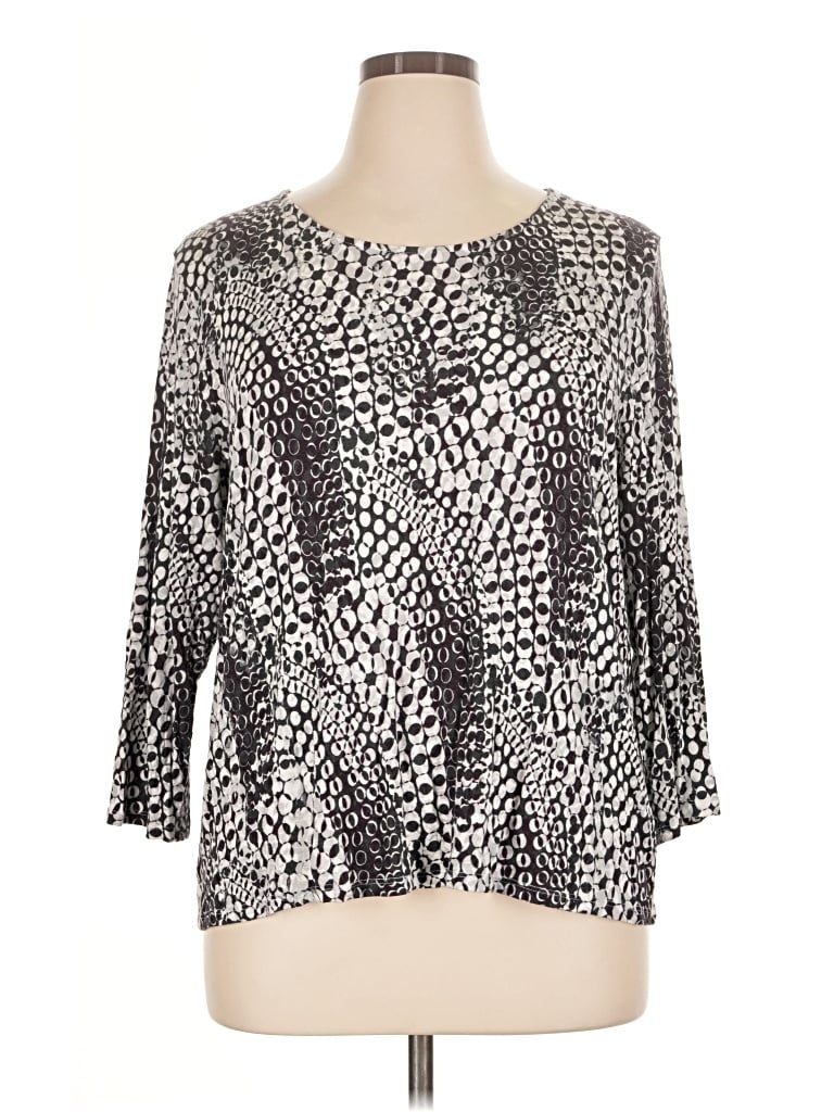 Pre-owned Easywear By Chico's 3/4 Sleeve Blouse In Silver