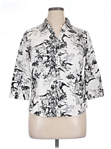 212 Collection 3/4 Sleeve Button-Down Shirt (view 1)