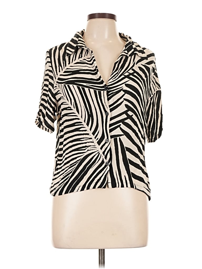 Pre-owned H&m Short Sleeve Turtleneck In Ivory