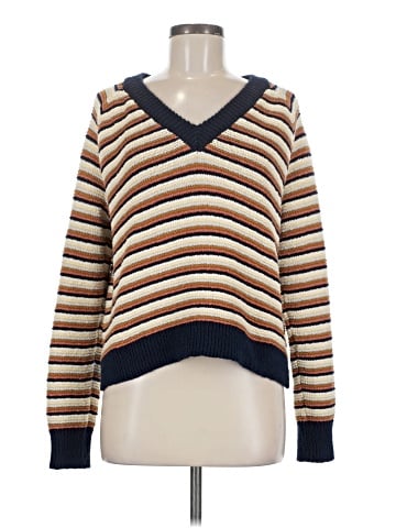 Madewell Arden V-Neck Crop Pullover Sweater in Stripe (view 1)